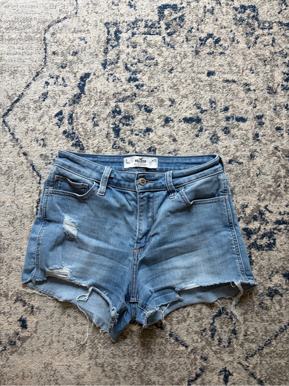 Hollister Light Wash Distressed Denim Cutoff Shorts